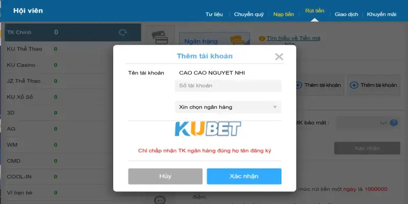 Rút tiền Kubet - Đẳng cấp của nhà cái cá cược lừng danh 1 Điều kiện cơ bản rút tiền Kubet